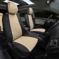 Чехлы Автопилот для LADA Granta / Datsun on-Do (задние спинка и сидение сплошные). Экокожа, ромб, черный, бежевый.