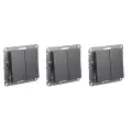 Механизм переключателя двухклавишного Systeme Electric AtlasDesign 10АХ базальт ATN001465 (комплект из 3шт.)