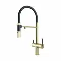 Смеситель для кухни с гибким изливом Paulmark GRAVITY, латунь, цвет светлое золото, Gr213888-LG