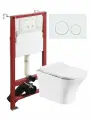 Унитаз Orange CI02-100W+APB188 подвесной безободковый белый с инсталляцией, микролифт, кнопка смыва белая