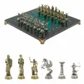 Шахматы Римские лучники доска 28х28 см из змеевика 127715