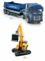 Фура Грузовик синий и экскаватор оранжевый - свет и звук- инерционный механизм