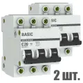 Автоматический выключатель EKF 3P 20А (C) 4,5kA ВА 47-29 EKF Basic 2 штуки