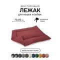 Лежак-подстилка антивандальная для кошек и собак PET LEX размер 70х50х3см, темно-красный велюр, периотек