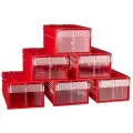 Пластиковый короб Стелла-техник C-2-К6-красный-прозрачный , 140х250х100мм, комплект 6 штук