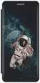 Чехол-книжка на Apple iPhone SE / 5s / 5 / Эпл Айфон 5 / 5с / СЕ с рисунком Космонавт черный