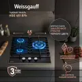 Варочная панель Weissgauff HGG 451 BFH WOK-конфорка, автоматический электроподжиг, Рукоятки Hi-Tech, газ-контроль