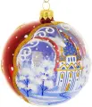 Стеклянный елочный шар Русь 9 см красный, Фабрика Елочка, С1566-кр