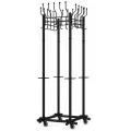 Вешалка на колесах на 20 крючков с держателем для зонтов Гардикс-4К, металл, черная