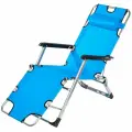 Шезлонг для дачи складной, туристический, до 100 кг металл, 178х60х88 см, 2 положения спинки, синий, Green Days