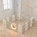 Манеж детский UNIX Kids DeLuxe Grey 150 x 180 см пластиковый, с баскетбольной стойкой и ковриком