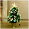 Искусственная фиброоптическая ёлка Пучок 60 см настольная, новогодняя красивая зелёная ель с подсветкой, светящаяся напольная пышная ёлочка с огоньками для дома на Новый год, d нижнего яруса 37 см, 55 веток ПВХ