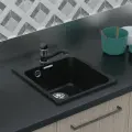 Мойка для кухни врезная GF-Z 42x48 см глубина чаши 18 см кварц цвет чёрный