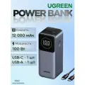 Внешний аккумулятор Ugreen PB724 (35526), PD 12000mAh,100W, с кабелем в комплекте, серый.