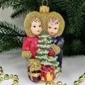 Irena-Co елочная игрушка, стекло Детки с елкой Винтаж (10,5х6х5см)