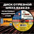 Диск отрезной по металлу луга 125х2,5х22, 25шт (132373)