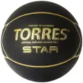 Мяч баск. TORRES Star арт. B32317, р.7, 7 панел, ПУ-композит, нейлон. корд, бут. кам, черно-золотой