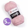 Пряжа YarnArt Ярн Арт Ярнарт Elegance средняя, хлопок/металлизированная нить, цвет 108 бледно-розово-серый 5 шт. по 50 г, 130 м