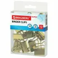 Упаковка 5 шт. Зажимы для бумаг BRAUBERG EXTRA, комплект 12 шт, 32 мм, на 140 л, золотистые, европодвес, 229587