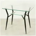 Стеклянный стол для кухни Квадро 10 прозрачный/черный (700х600 мм)