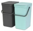 Встраиваемые мусорные ведра Sort & Go (2 x 12 л), Мятный/серый, 109980