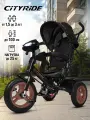 Велосипед детский трехколесный CITYRIDE с фарой, колеса надувные 12/10, поворотное сиденье, свет/звук, CR-B3-05ED