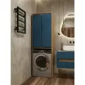 Шкаф напольный для стиральной машины для ванной комнаты TYPE-005 РосКа 200х65х40 см, дуб-синий