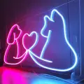 Неоновый светильник, неоновая светодиодная вывеска на стену, неоновая лампа Зоомаркет для зоомагазина, 85 x 45 см.