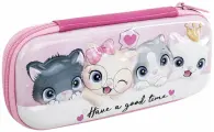 Пенал школьный для девочки / подростка для ручек, карандашей Brauberg, 1 отделение, 1 откидная планка, Eva 3D, 22х10х5 см, Cats, 270700