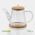 Заварочный чайник BellaTenero «Эко», 550 мл, 19×11×12.5 см, бамбуковая крышка, металлический фильтр, стекло