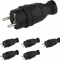 Вилка ЭРА каучуковая с заземлением с прямым вводом IP44 черная (комплект из 5 шт.)