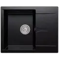 Мойка для кухни каменная POLYGRAN GALS-620, черная, врезная, квадратная, с крылом (Черный №16)