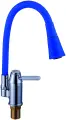 Смеситель на кухню Potato P52233-12 с гибким синим изливом, 2 режима, картридж 35 мм, хром, крепление гайка
