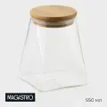 Банка для сыпучих Magistro «Эко. Трапеция», 550 мл, 8.5×12.5 см, с бамбуковой крышкой, стекло