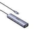 USB-C хаб UGREEN 4 порта, 【4-in-1】usb3.0x3+gigabit ethernet port-20920, цвет: черный