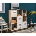 Стеллаж столплит Мамбо СБ-2794 с дверцами и выдвижными ящиками, для хранения, кдсп, Дуб Сонома/Белый, 117*121*44 см.