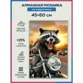 Алмазная мозаика 45x60 Енот на байке на подрамнике