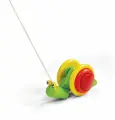 Каталка Plan Toys Улитка 5108, на веревочке, цвет зеленый/желтый/красный