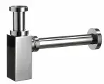 Сифон для раковины BAU Stil дизайнерский металлический, квадратный, без сливного клапана, хром
