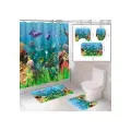 Комплект штора и 2 коврика для ванной комнаты Океан-2