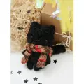 Черный Кот в шарфе, ручная работа, подвижные лапки и голова, 14 см