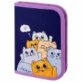 Пенал пифагор, 1 отделение, 1 откидная планка, полиэстер, 19х13 см, Cats greetings, комплект из 5 шт, 272291