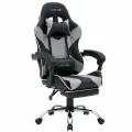 Кресло компьютерное игровое офисное на колесиках для школьника/взрослого, вибромассаж, кожзам, подножка, черное серое белое, Cromex Wave, 532956