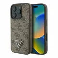 Guess чехол с двойным карманом для карт на iPhone 16 Pro Max, PU-кожа 4G Triangle metal logo коричневый