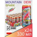 Mountain Dew Spark, 0.33 л, 24 шт, банка (газированный напиток Маунтин Дью Спарк, малина и лимон, жб, MNT DEW, Польша)