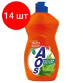 Комплект 14 шт, Средство для мытья посуды 450 мл, AOS Бальзам Алоэ Вера, 1112-3