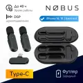 NOBUS K61-C / 2 беспроводных микрофона петлички c приемником Type-C и кейсом павербанком / для iPhone 16, 15 и Android