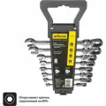 Набор комбинированных шарнирных ключей с трещоткой 8 предметов Inforce, Сталь Cr-V, 8-19мм, 06-05-52