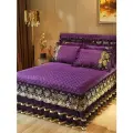 Комплект с покрывалом AiWinsure 150x200, наволочки 48х74, ткань бархат, фиолетовый