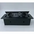 Выдвижной встраиваемый блок розеток Inrior выдвижная розетка, на 2 EURO розетки, 2 RJ45 и 2 USB-A+C, черный, TORO-55-20